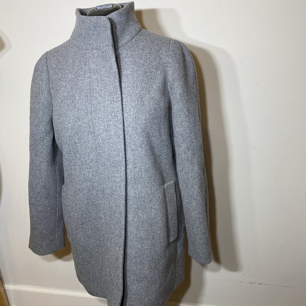 J.Crew Mercantile Tan Wool Long Sleeve Full Zip Tunnel Neck Coat Jacket Size 12